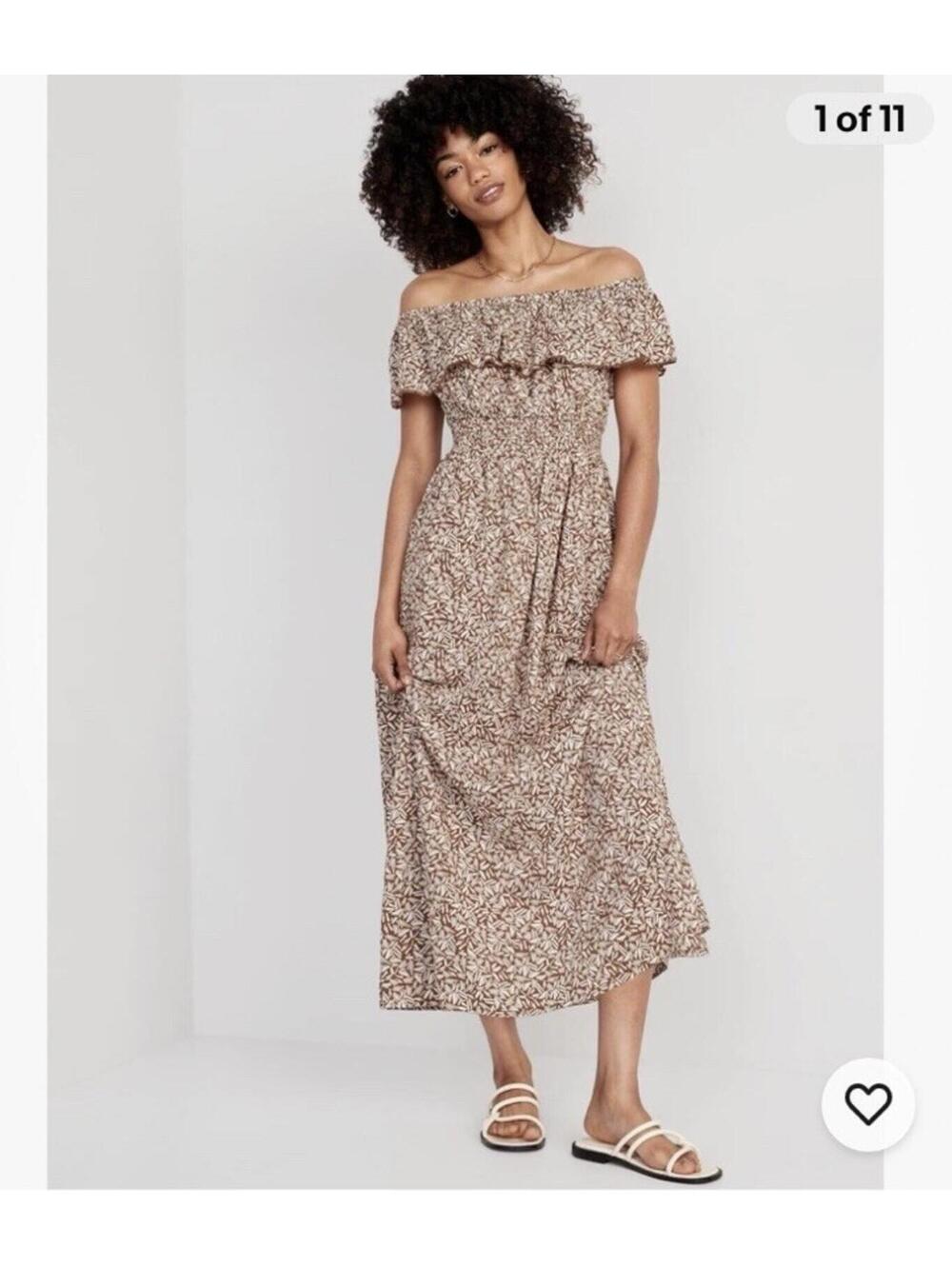 Old Navy Women’s Off The Shoulder Maxi Dress Size XXL Brown Resort Travel